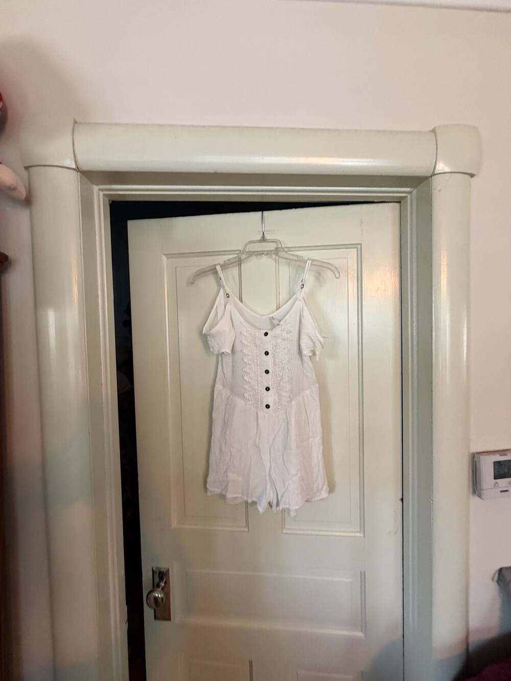Xhilaration White Cold Shoulder Button-Front Romper XS